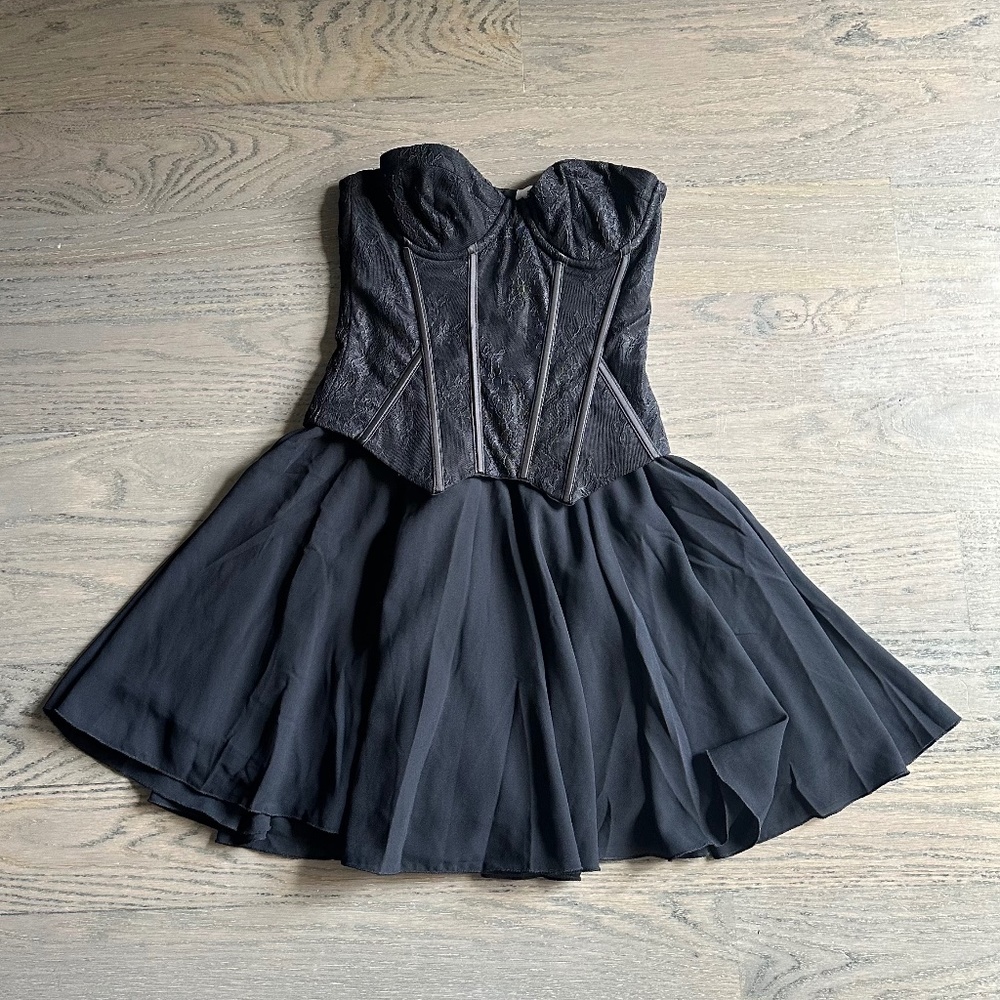 Oh Polly Strapless Lace Corset Mini Dress